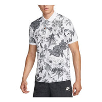 Men's Nike Flowers Printing Full Print Short Sleeve White Polo Shirt DH0962-100