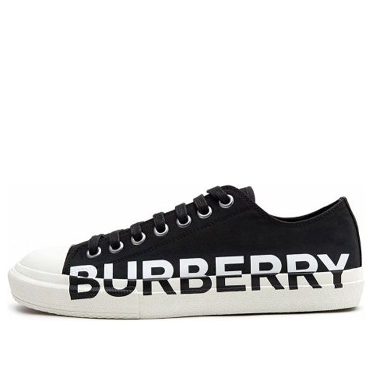 Burberry Logo Print Two Toned Sneakers 'Black Cotton White Sole' 80182701