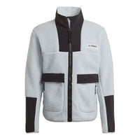adidas Terrex Outdoor logo Sports Fleece Stand Collar Jacket Light Blue GI7381