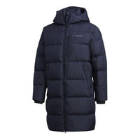 adidas Outdoor protection against cold Stay Warm hooded mid-length Down Jacket Blue EH4989