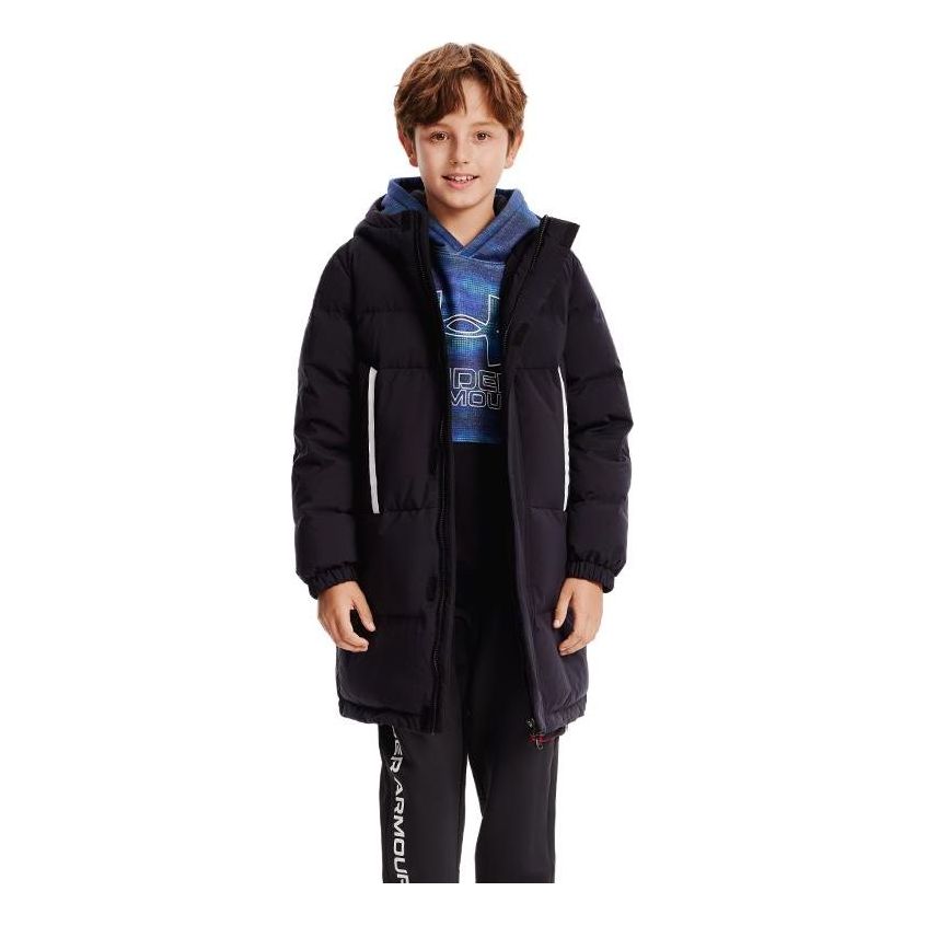 (GS) Under Armour Mid-length Warm Long Sleeve Down Jacket 'Black White' 234106068