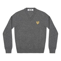 (WMNS) COMME des GARCONS PLAY V-Neck Pullover Gold Emblem 'Grey' AZ-N047-051-3