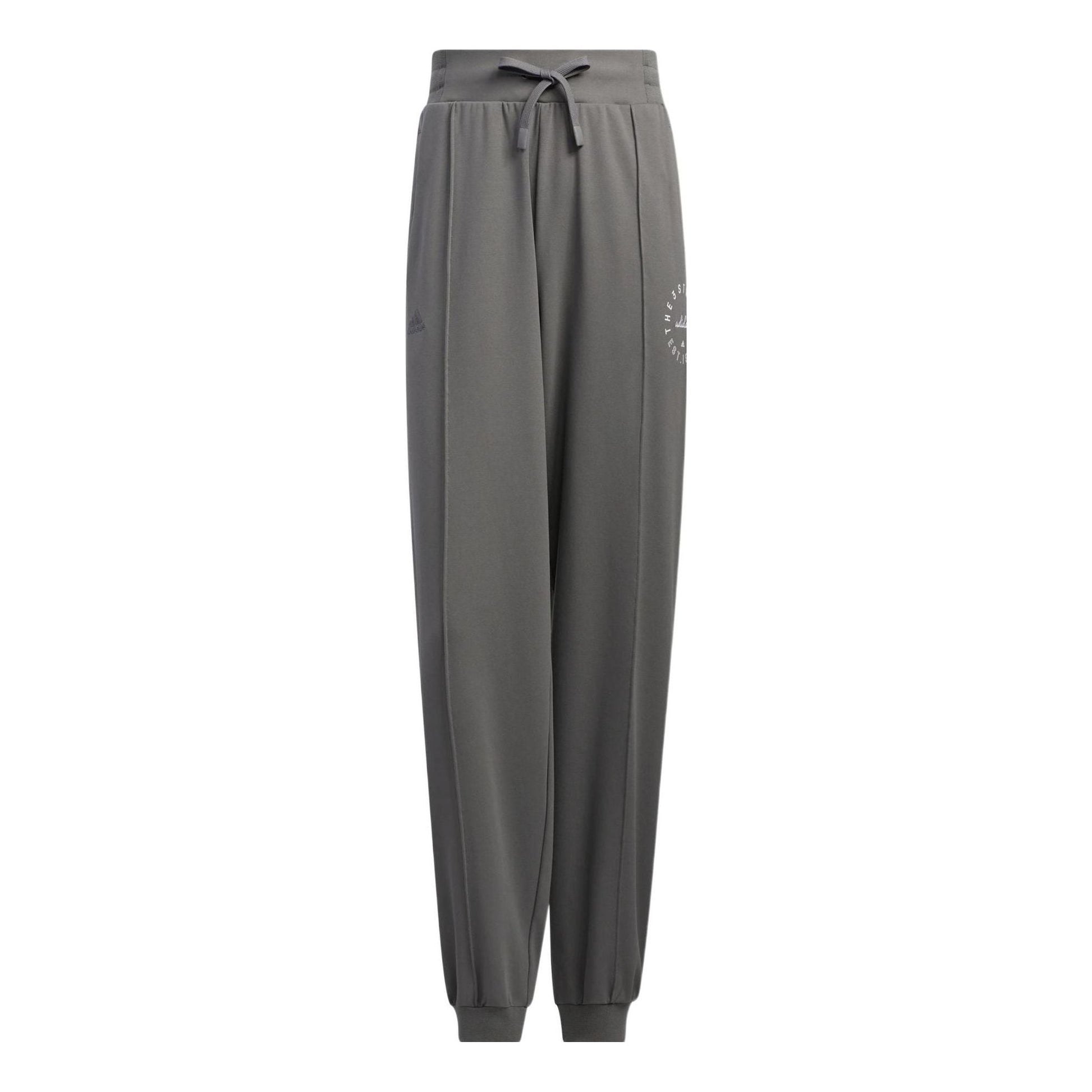 adidas Solid Color Logo Embroidered Pants Asia Sizing 'Grey' HZ7063