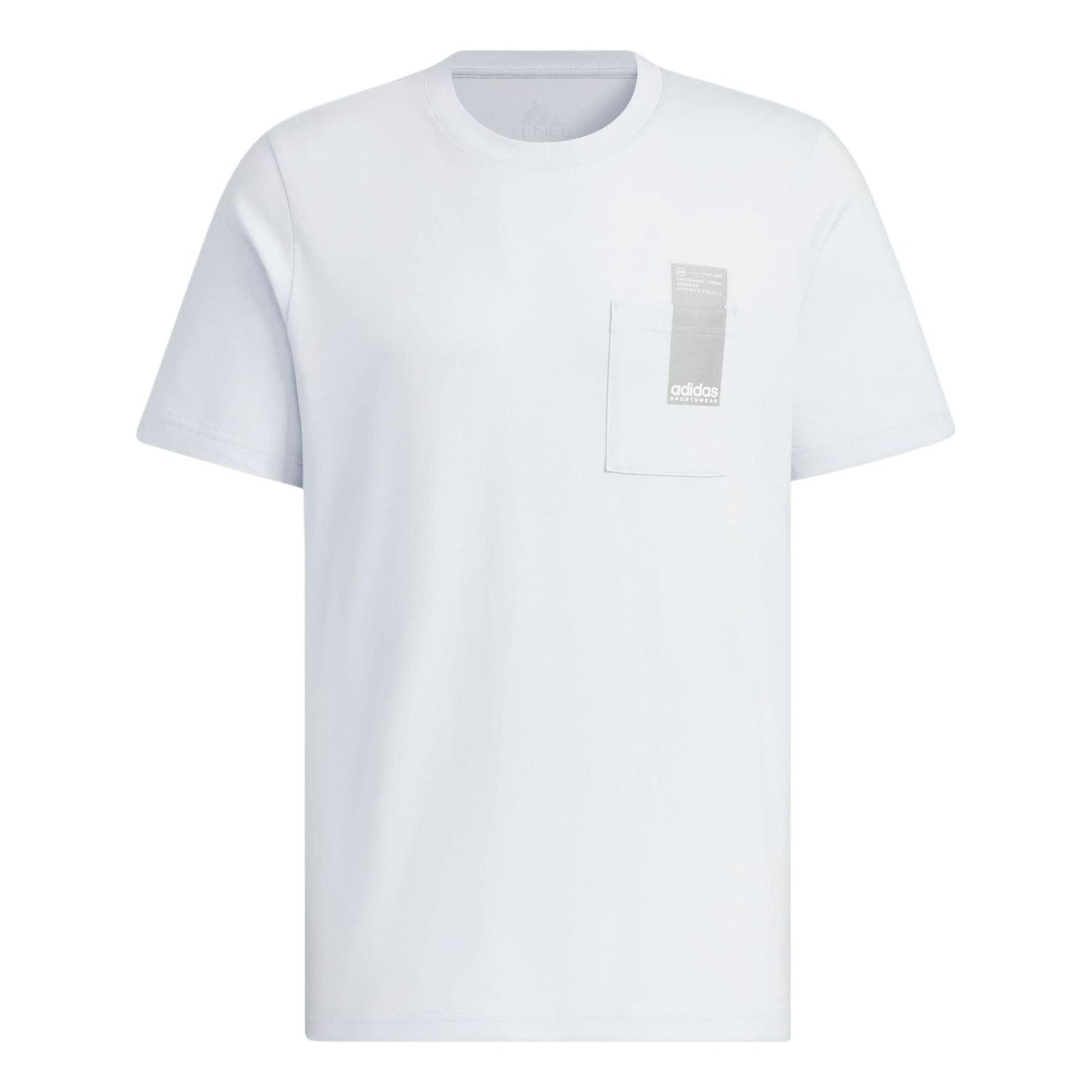 adidas Small Linear Logo Pocket T-Shirt Asia Sizing 'Light Grey Blue' JI9084