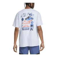 Men's Nike Logo Printing Round Neck Short Sleeve Blue T-Shirt DH7463-548