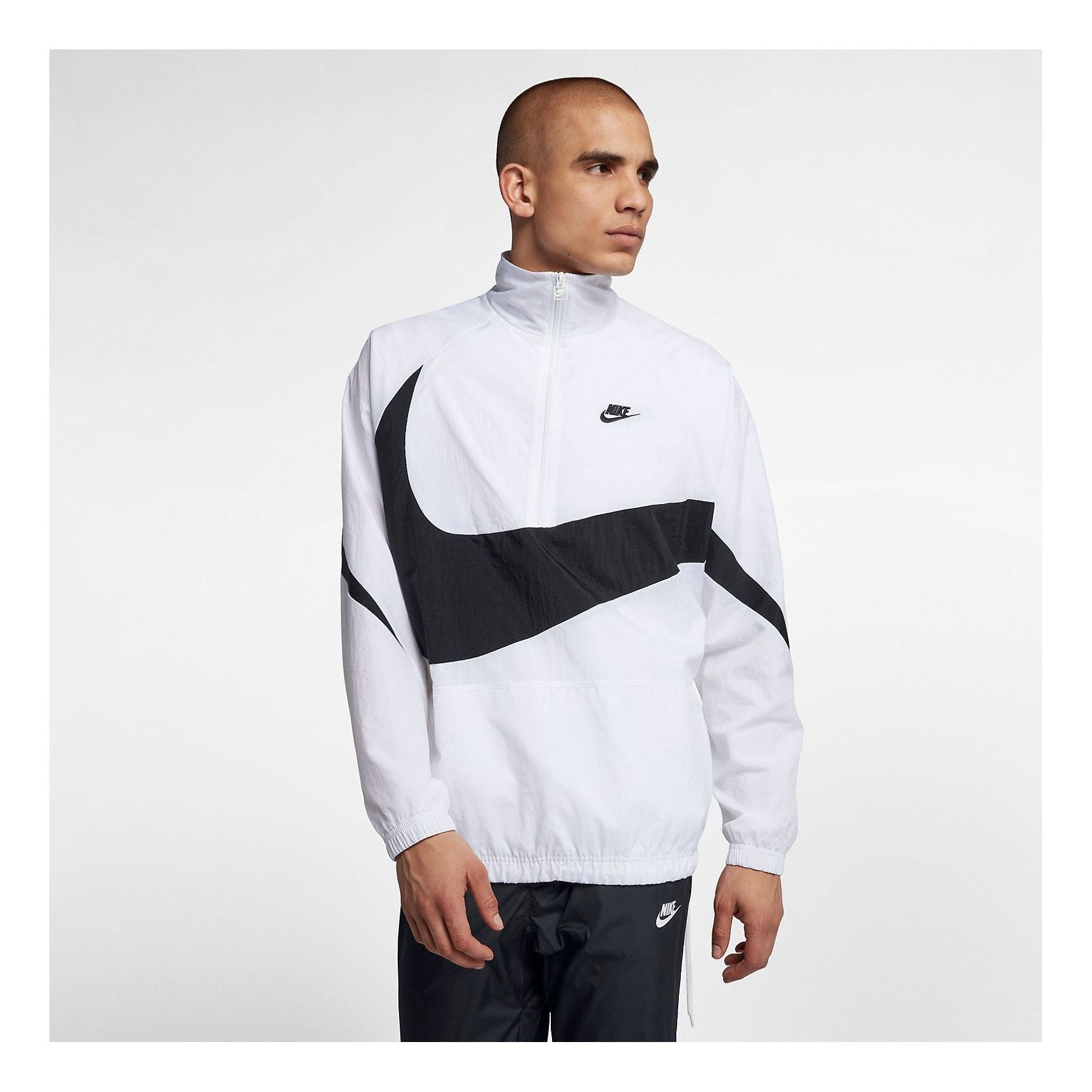 Nike Swoosh Half-Zip Jacket 'White Black' AJ2696-100