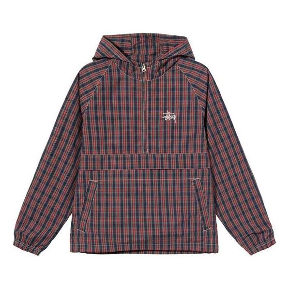 Stussy Unisex Logo Embroidery Check Jacket Red STUSSY-SS21-29