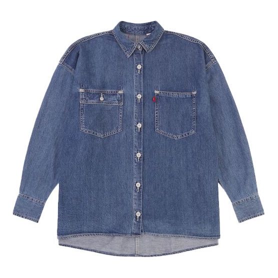 Levis lapel Asymmetric Pocket Denim Shirt Blue A0155-0000