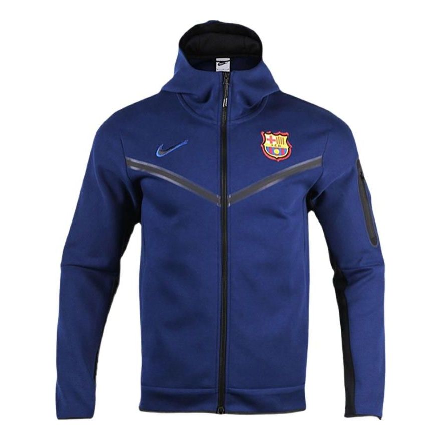 Nike FC Barcelona Tech Fleece Athleisure Casual Sports Hooded Jacket 'Navy Blue' DH7827-492