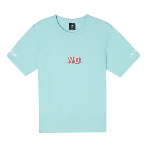 (WMNS) New Balance Logo Embroidered Sports Round Neck Short Sleeve Green T-Shirt AWT12324-WMI