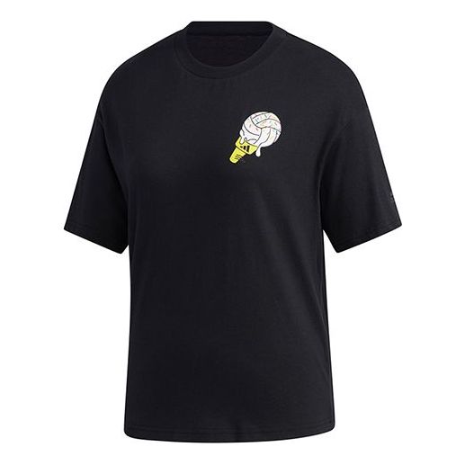 (WMNS) adidas Printing Short Sleeve Black GF0152