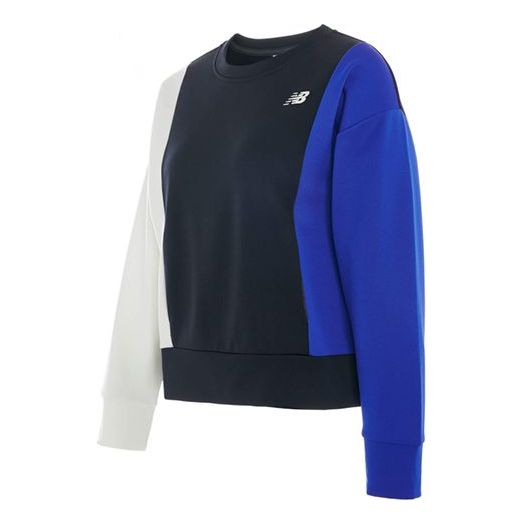 (WMNS) New Balance Colorblock Pullover Round Neck Hoodie Blue AWT03146-CO