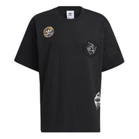adidas originals Pattern Logo Round Neck Short Sleeve Black HA1495