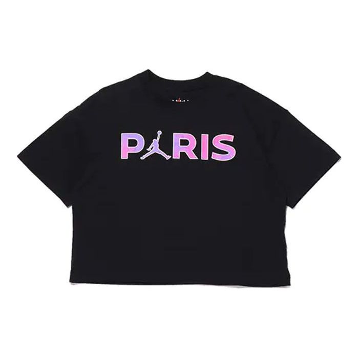 (WMNS) Air Jordan x PSG Logo Tee 'Core Black' CZ7506-010