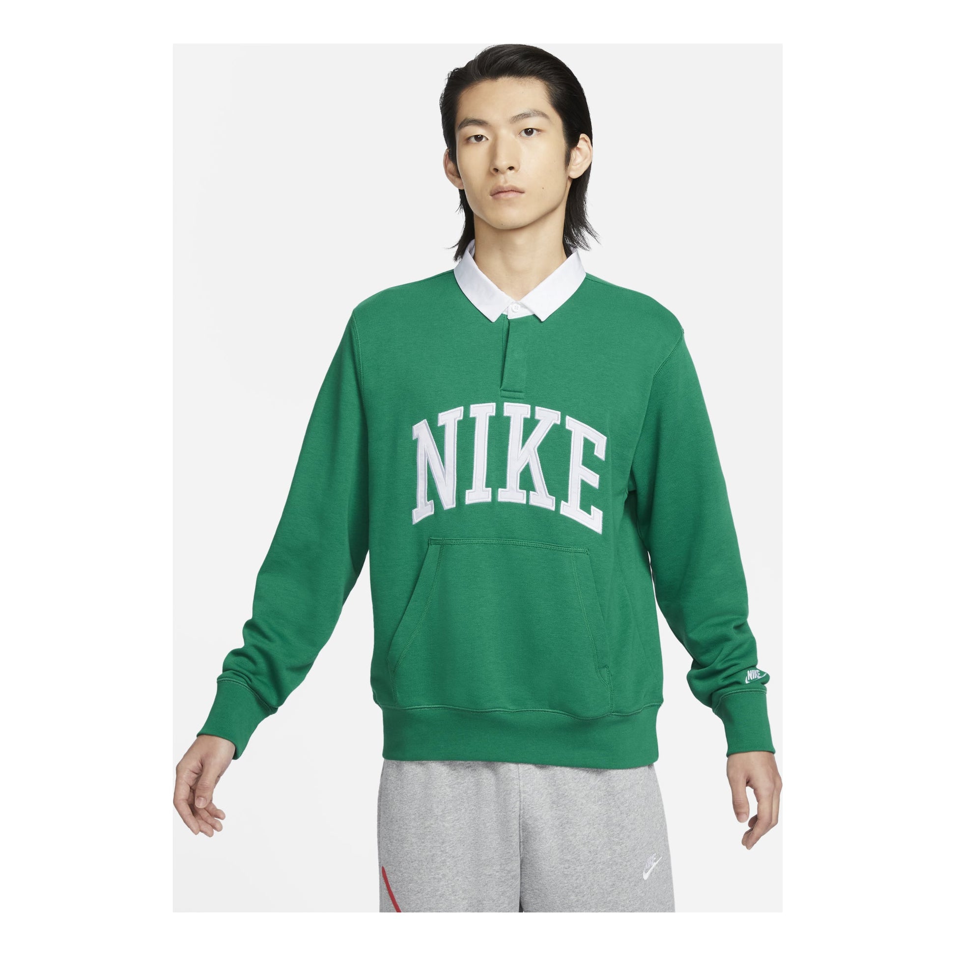 Nike Long-Sleeve Fleece Polo Top Asia Sizing 'Green' FN3113-365