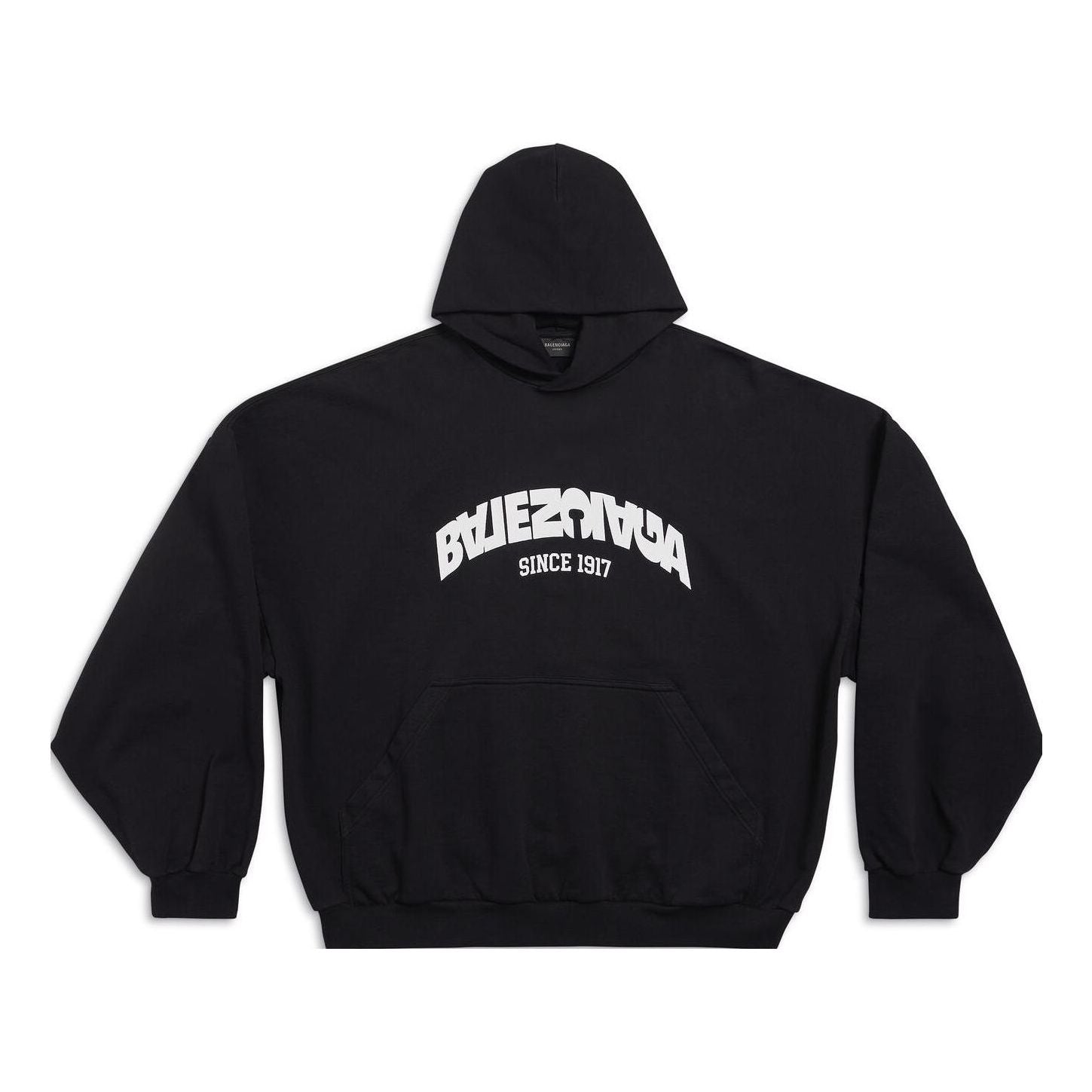 Balenciaga Back Flip Round Hoodie Oversized 'Black White' 761458TPVG11070