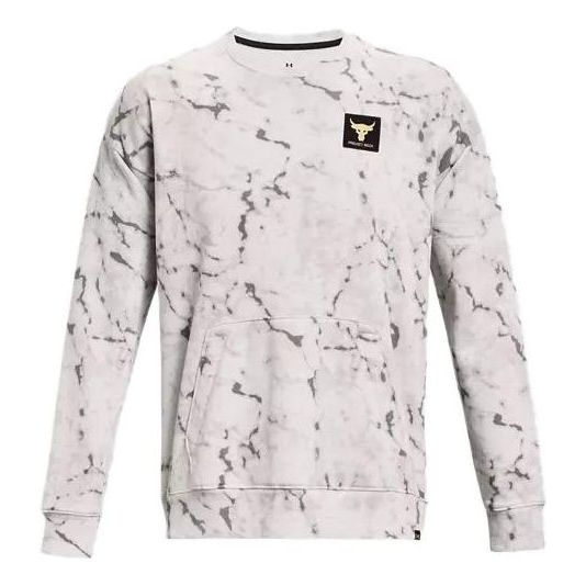 Under Armour Project Rock Rival Fleece Crew Top 'White Black' 1380119-114