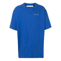 Off-White Logo Printing Round Neck Short Sleeve Loose Fit Blue OMAA038F20FAB0044501