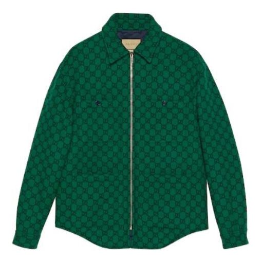 Gucci GG Wool Flannel Padded Jacket 'Green Navy Blue' 770330-ZAPDC-3585