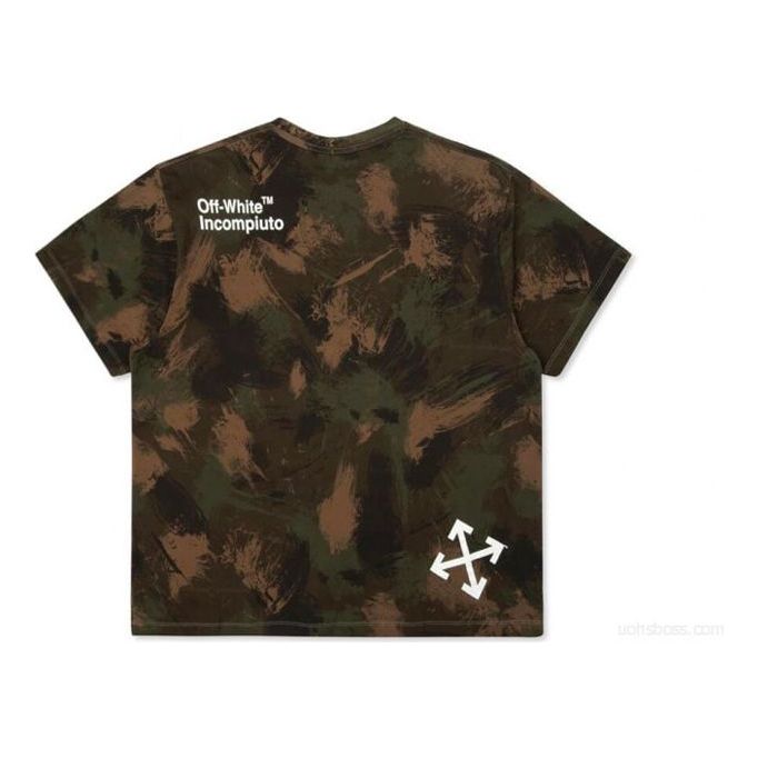 Off-White Paintbrush Short-Sleeve Camouflage Oversize Round Neck OMAA038E191850189901