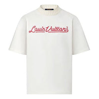 Men's LOUIS VUITTON FW21 Logo Embroidered High Collar Short Sleeve White 1A9GMO