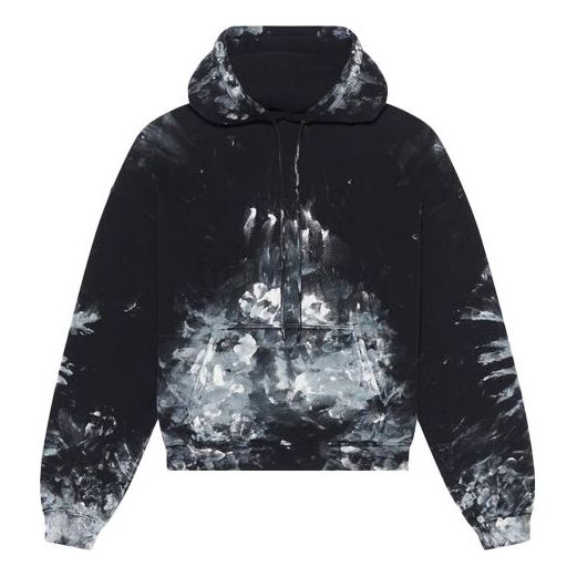 (WMNS) Balenciaga Printing Fleece Hoodie Black 662531TKVG21070