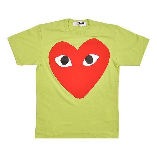 (WMNS) COMME des GARCONS PLAY Large Red Love Round Neck Short Sleeve Green AZ-T273-051-2
