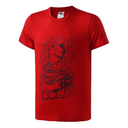 adidas Tmac Aoh CH8 Basketball Sports Round Neck Short Sleeve Red DZ0686