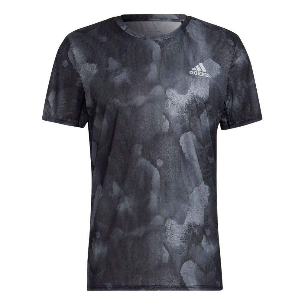 Men's adidas Alphabet Logo Printing Round Neck Pullover Short Sleeve Japanese Version Gray T-Shirt HA6542