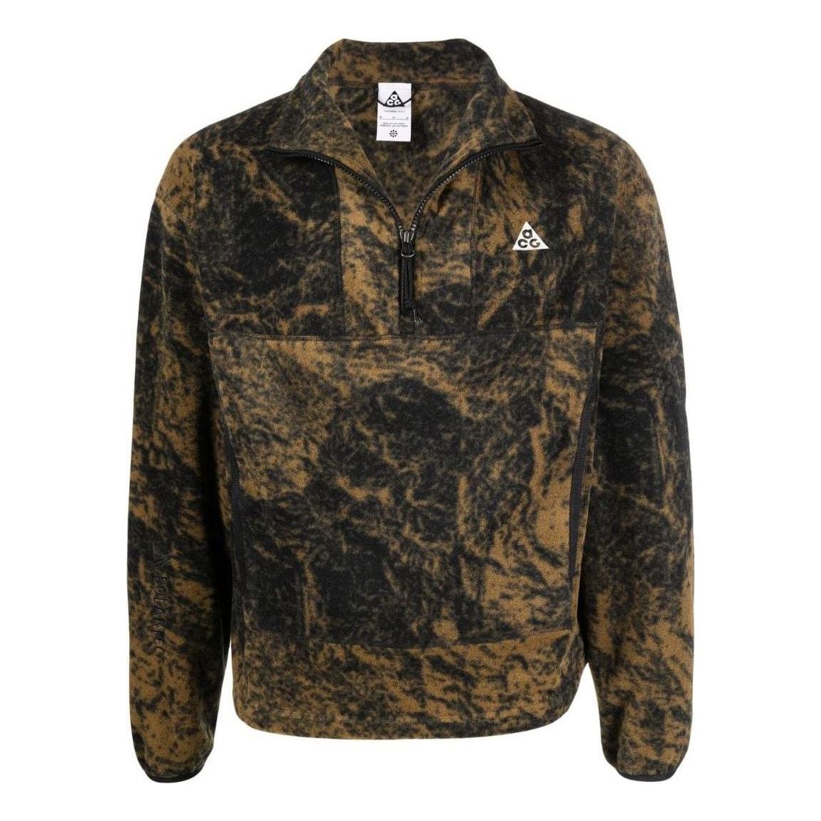 Men's Nike ACG Logo Embroidered Half Zipper Long Sleeves Wool Sweater Yellow DM4328-242