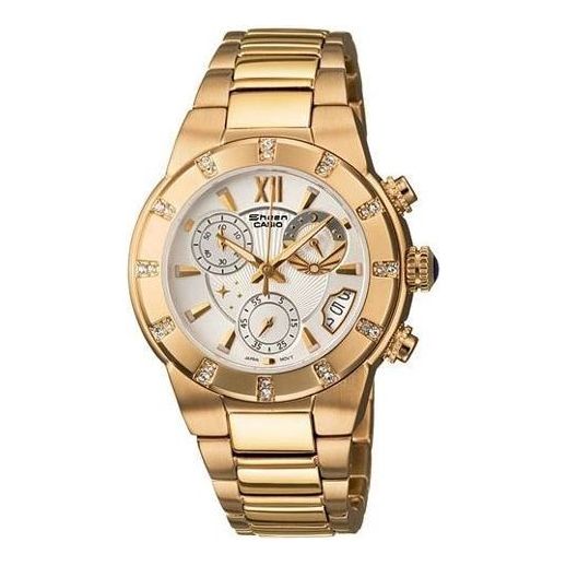 CASIO Waterproof SHEEN Stainless Steel Strap Gold Analog SHN-5502GD-7ADR
