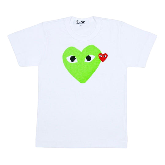 (WMNS) COMME des GARCONS PLAY FW25 Heart T-Shirt 'White Green' AZ-T105-051-3