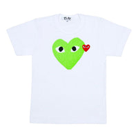(WMNS) COMME des GARCONS PLAY FW25 Heart T-Shirt 'White Green' AZ-T105-051-3