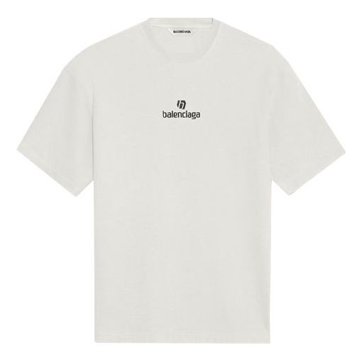 Balenciaga Sponsor Logo Round-neck Tee White 612965TJVD99054