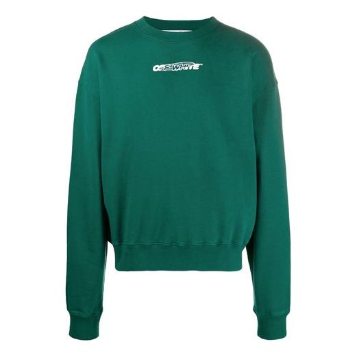 Off-White FW20 Logo Printing Pullover Men Green OMBA035E20FLE0015701