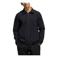 Men's adidas Solid Color Logo Zipper High Collar Jacket Black HA3613