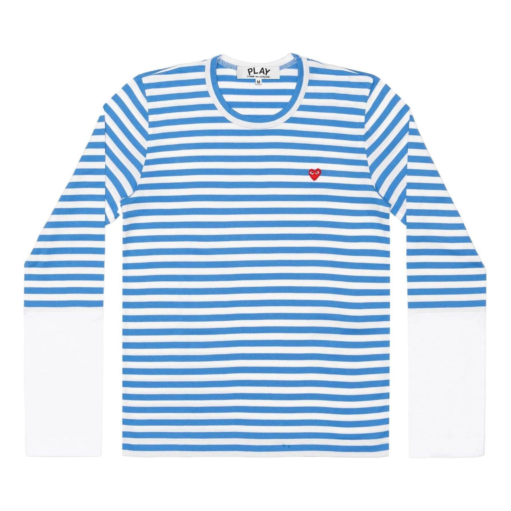 COMME des GARCONS PLAY L/S Bi-Colour Stripe White Sleeve T-Shirt 'Blue White' AZ-T320-051-1