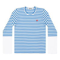 COMME des GARCONS PLAY L/S Bi-Colour Stripe White Sleeve T-Shirt 'Blue White' AZ-T320-051-1