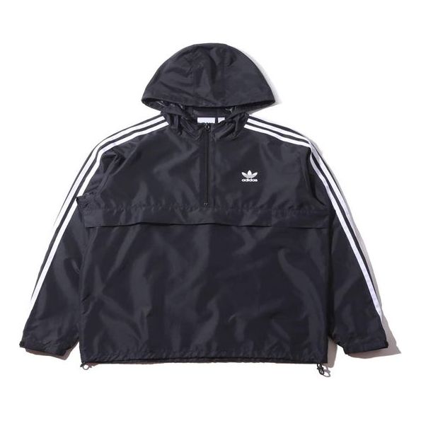 adidas originals Half Zipper Pullover Hooded Jacket Black DX4216