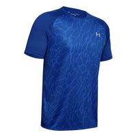 Men's Under Armour Training Sports Printing Short Sleeve Navy Blue 1353185-449