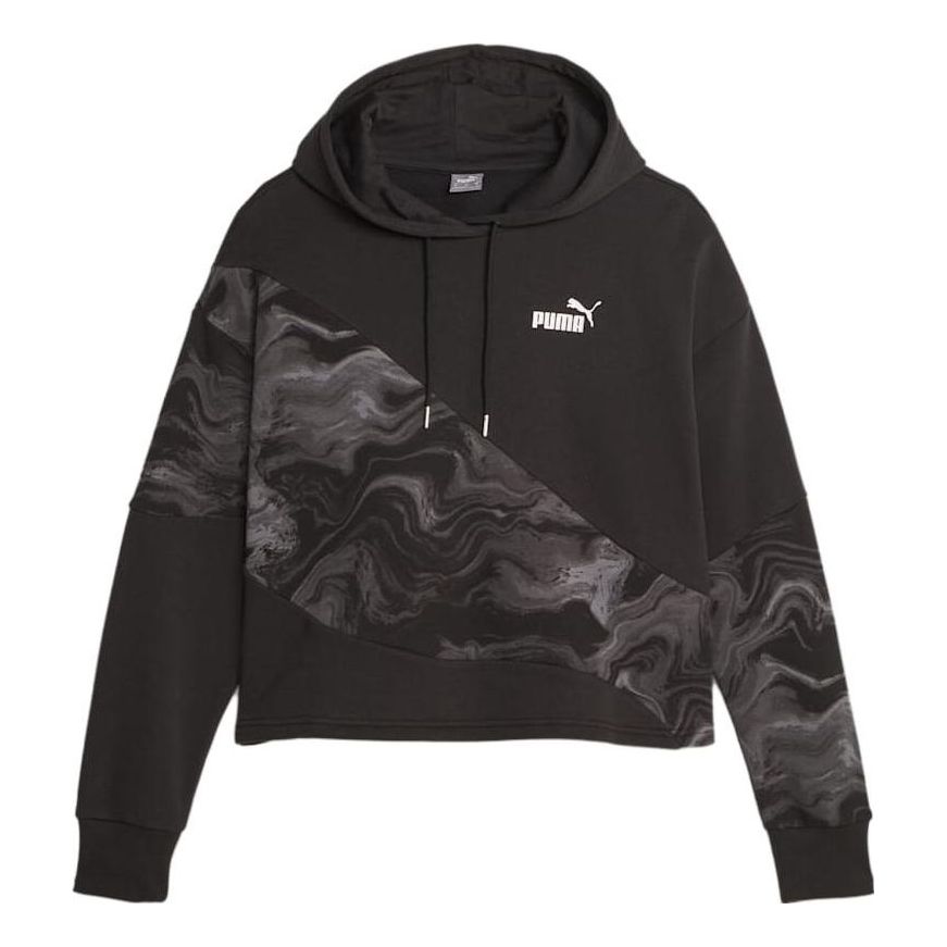 (WMNS) PUMA Power Marbleised Hoodie 'Black' 677205-01