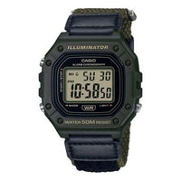 Men's CASIO Military Green Waterproof Multifunction Velcro Sports Fashion Small Watch Mens Army Green Digital W218HB-3AV