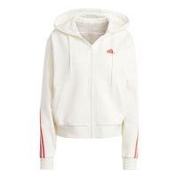(WMNS) adidas Future Icons 3-Stripes Full Zip Hoodie Asia Sizing 'White Bright Red' IS3679