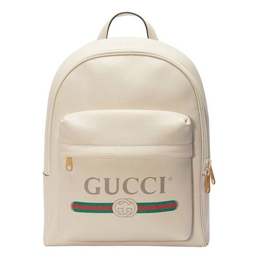 Gucci Leather Decoration Vintage Red Green Stripes Prints Backpack White 547834-0Y2BT-8824