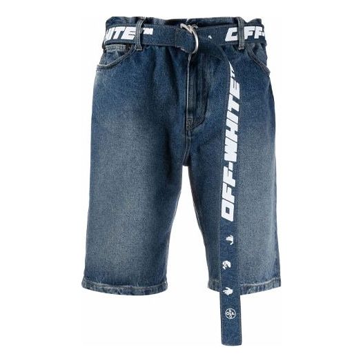 Off-White FW21 Denim Casual Shorts Slim Fit Version Blue OMYC005F21DEN0014501