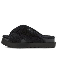 (WMNS) UGG Fuzz Sugar Cross Slide 'Black' 1120860-BLK