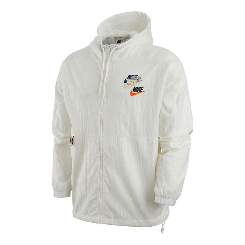 Men's Nike Training Athleisure Casual Sports Logo Solid Color Hooded Jacket White DV3133-133