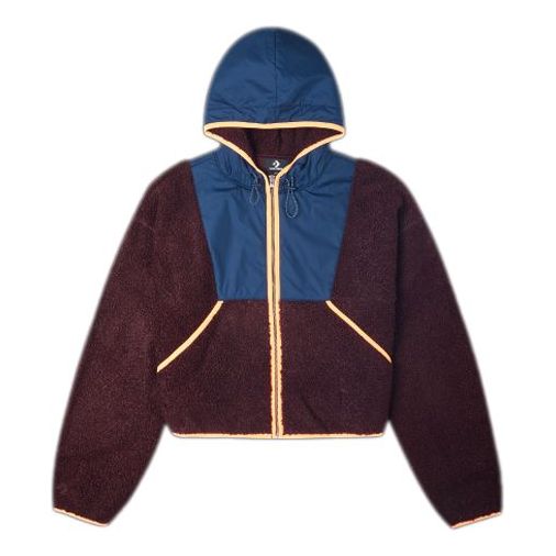 (WMNS) Converse Full Zip Fleece Hooded Jacket Asia Sizing 'Red Currant' 10020285-A03