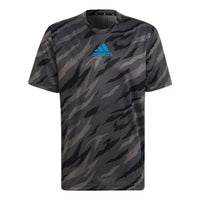 Men's adidas Camouflage Round Neck Pullover Short Sleeve Japanese Version Gray T-Shirt HD4319