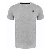 New Balance Knit Tops Round Neck Breathable Sweat-Wicking Short Sleeve Gray AMT73080-AG